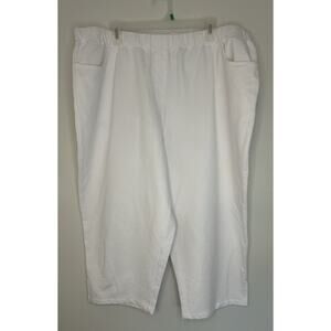 QUACKER FACTORY White Solid Cotton Polyester Capri Pants Pockets Slit Womens 2X